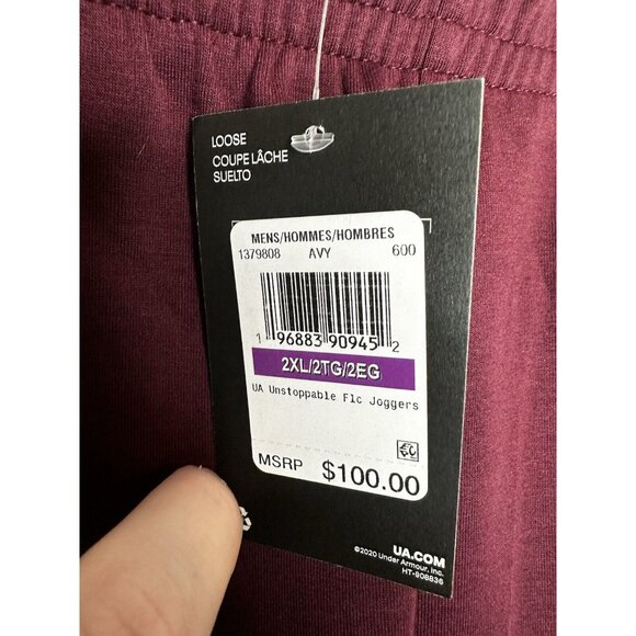 Under Armour Unstoppable Joggers Sweatpants Men's 2XL NEW NWT Plum - Picture 2 of 3